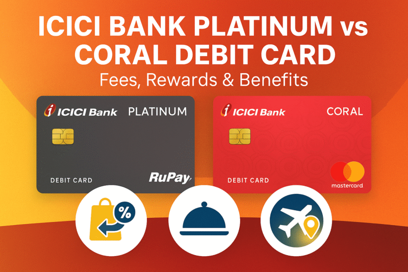 ICICI Bank Platinum Debit Card vs ICICI Bank Coral Debit Card Comparison – Fees, Rewards & Benefits Explained